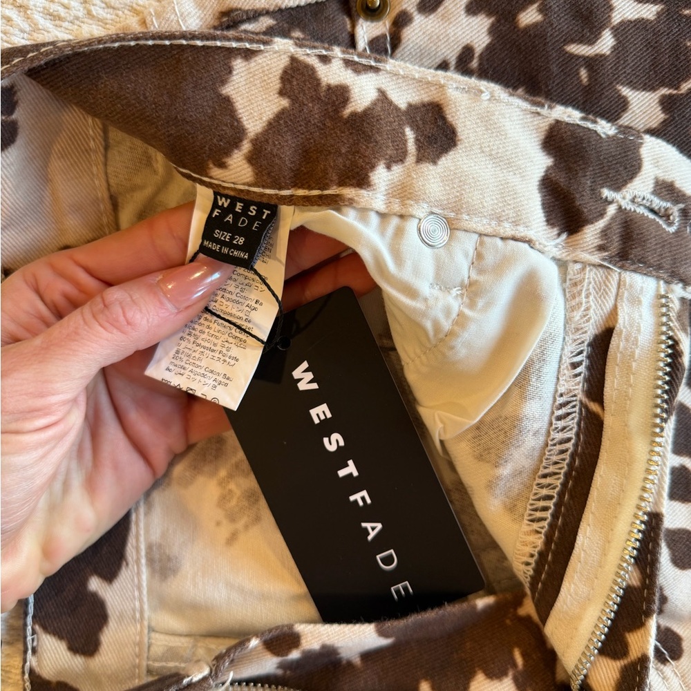 Stylish Cow Print Jean Shorts - Picture 3 of 3